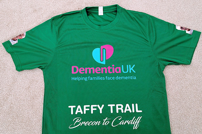 Andrew wore this t-shirt during his walk, with pictures of his grandfather on the sleeves