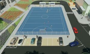 An artist's impression of how sports facilities at the proposed Centre for Vulnerable Learners in Pontllanfraith could look