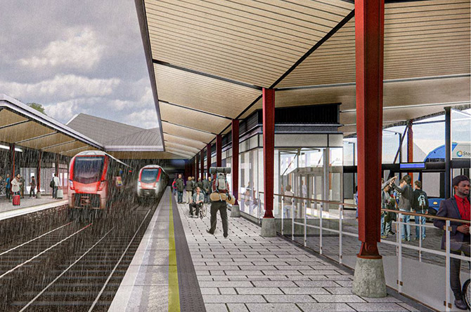 An artist's impression of the new interchange on a rainy day