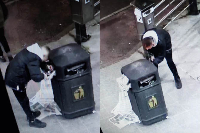 CCTV showing the bins which were set on fire