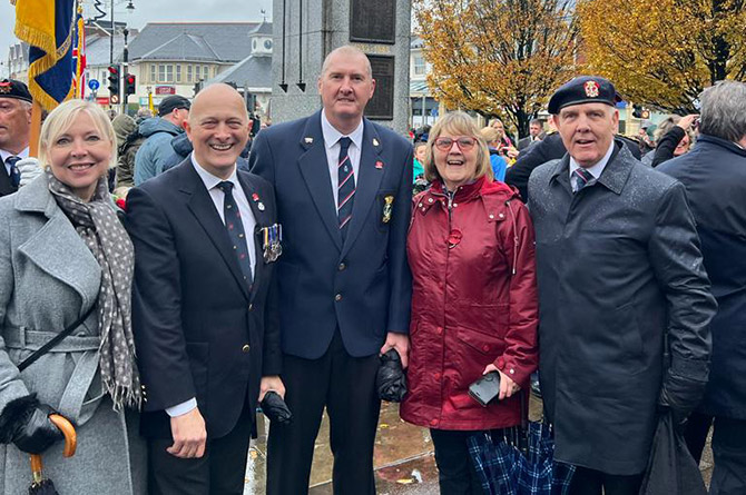 Members of the Royal Naval Association Caerphilly branch at Caerphilly Cenotaph