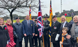 Members of the Royal Naval Association Caerphilly branch at Caerphilly Cenotaph