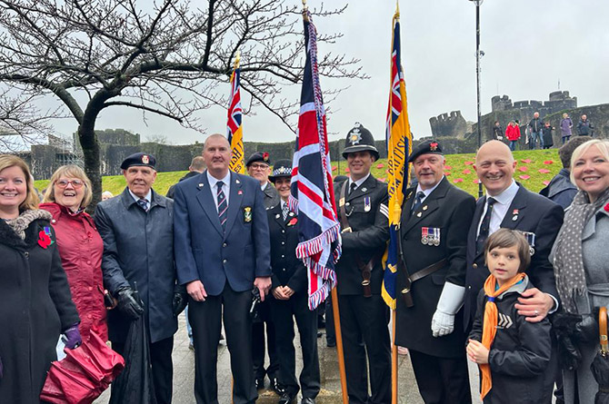 Members of the Royal Naval Association Caerphilly branch at Caerphilly Cenotaph