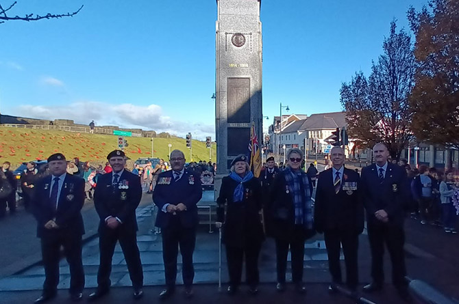 Members of the Royal Naval Association Caerphilly branch at Caerphilly Cenotaph