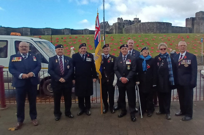 Members of the Royal Naval Association Caerphilly branch at Caerphilly Cenotaph