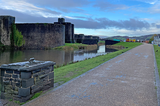 Emergency services at Caerphilly Castle on Friday morning