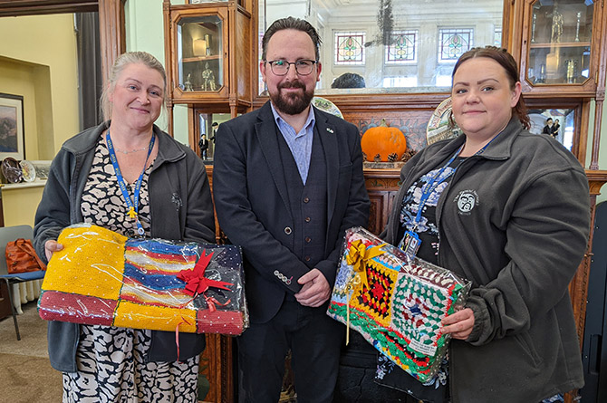 Leanne Chapman and Shauna Main of the Parent Network with Hefin David MS