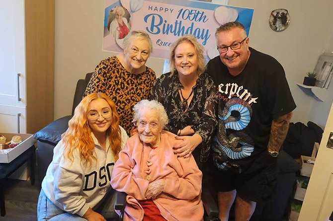 Lillian Rose Howitt celebrating her 105th birthday with family