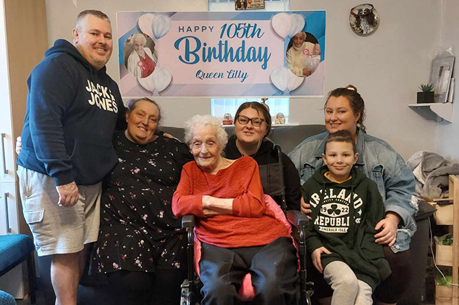 Lillian Rose Howitt celebrating her 105th birthday with family