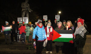 Some of the group who attended the vigil in support of Palestinians in Gaza