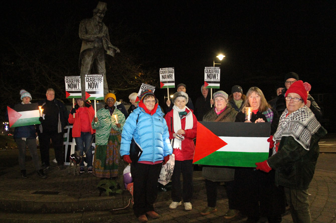 Some of the group who attended the vigil in support of Palestinians in Gaza