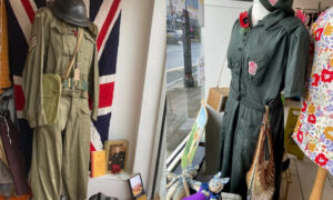 The Remembrance display at Blackwood's Sight Cymru charity shop