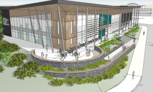An artist's impression of how Caerphilly's new leisure centre could look