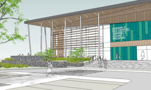 An artist's impression of how Caerphilly's new leisure centre could look