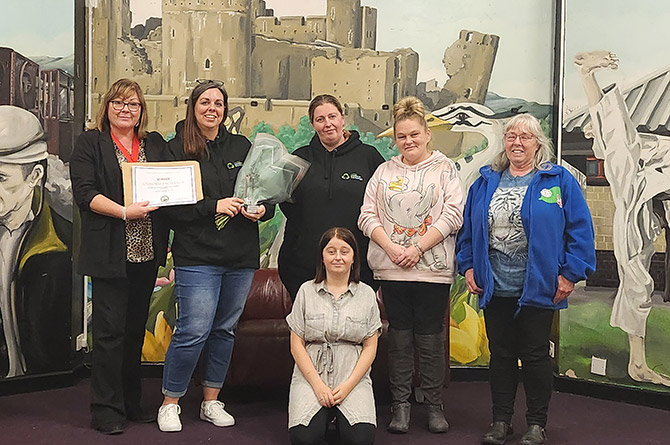 Cllr Elaine Forehead, left, with community volunteers at Van Community Centre