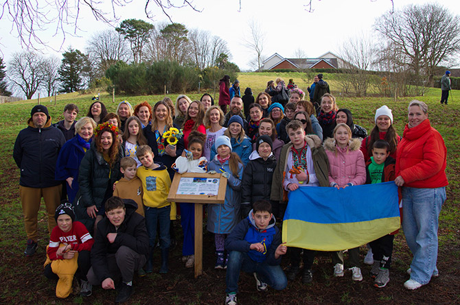 Caerphilly's Ukrainian community at the new Ukrainian Gratitude Orchard at Morgan Jones Park