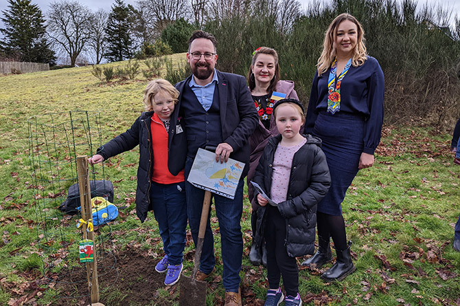 Caerphilly MS Hefin David planted a tree