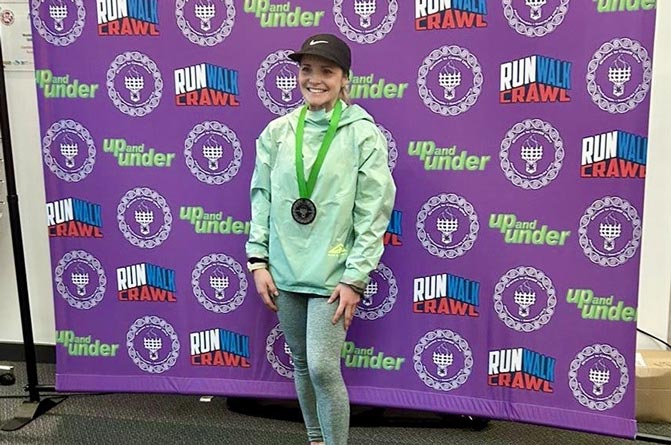 Kayley was the first woman to cross the line at Nantgarw