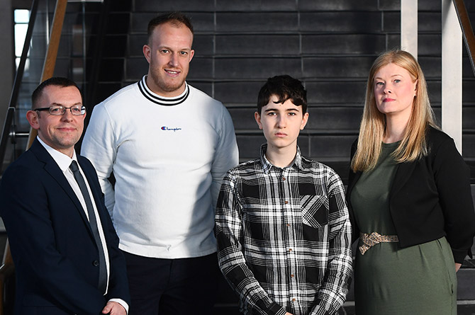 Owain Williams, second from right, with Ross Wellington, Stephen Wardman and Victoria James