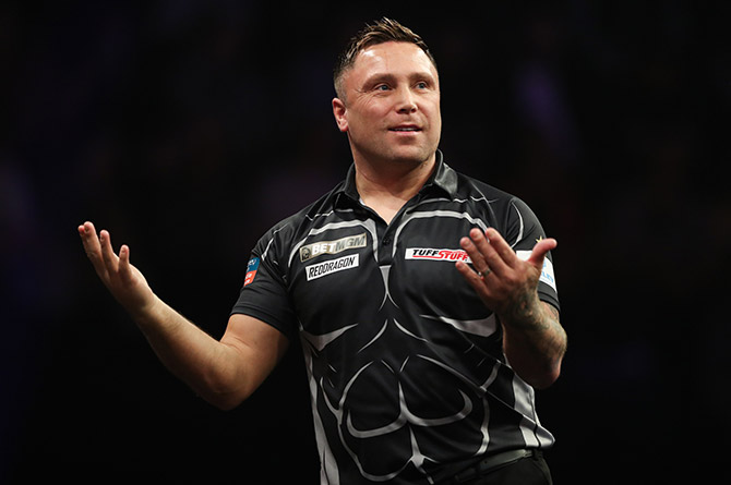 Gerwyn Price suffered a first round exit on Premier League Darts Night Seven