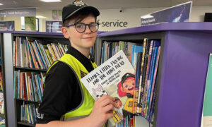 St James Primary pupils delivered copies of the book to Caerphilly Library