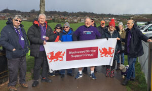 Cllr Andrew Farina-Childs, centre, and supporters from Blackwood Stroke Support Group