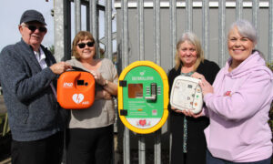 The new defib was unveiled by former chair Ray Hall, Cllr Elaine Forehead, current chair Tracey Davies, and founder of Jack's Appeal, June Thomas
