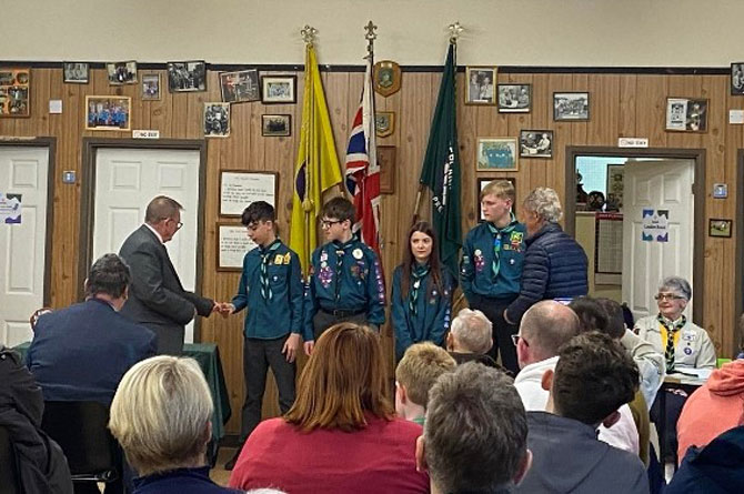 Scouts at Abercarn attended a presentation ceremony 