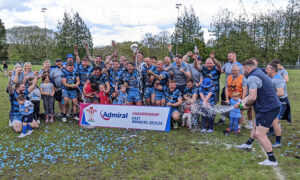 Bargoed celebrate their WRU National Championship East title win