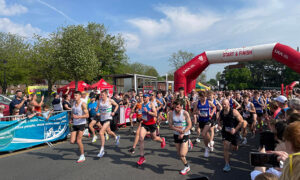 Runners at the start of the Caerphilly 10k