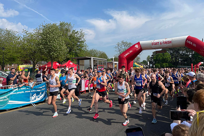 Runners at the start of the Caerphilly 10k