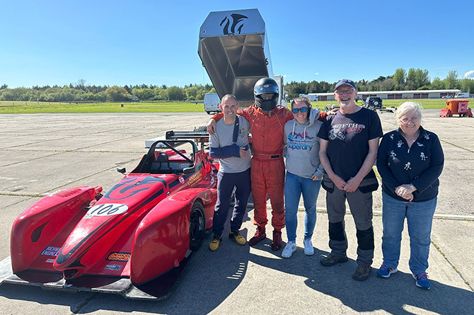 The GCCRacing team with their new Prototype car at Pembrey Circuit