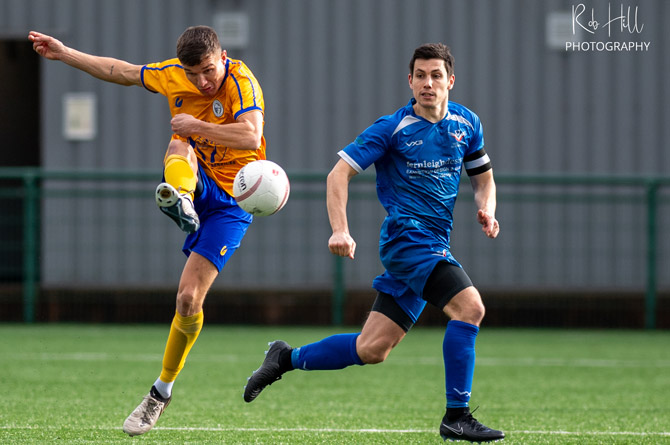 James Saddler, right, in action for the Bluebirds