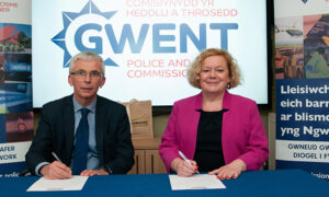 Jane Mudd, right, with Dave Street, the police authority returning officer