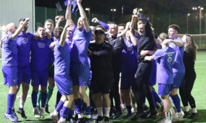 Trethomas Bluebirds celebrated their title win in front of their fans