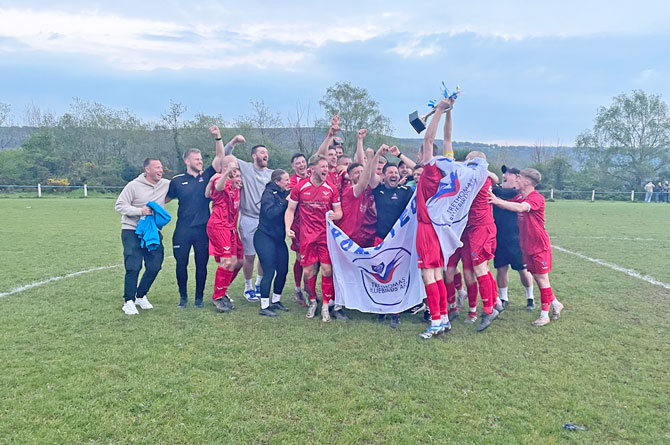 Celebrations after being handed the trophy