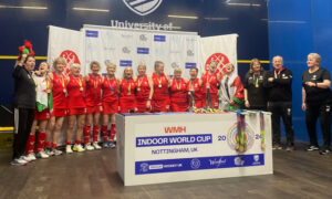 Wales Women over 60s celebrated a second place at the indoor hockey world cup