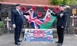 Veteran's Stephen Davies and Sharon...raising a glass at Aberbargoed Memorial Gardens