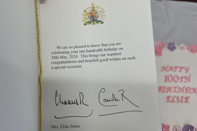 Elsie's birthday card from the King