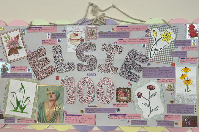 A timeline created by the group to mark key events during Elsie's life