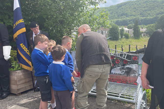 Mr Adams answered questions from the pupils about how he made the bench