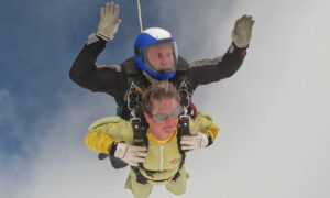 Sue Sims leapt out of plane over Swansea Airfield
