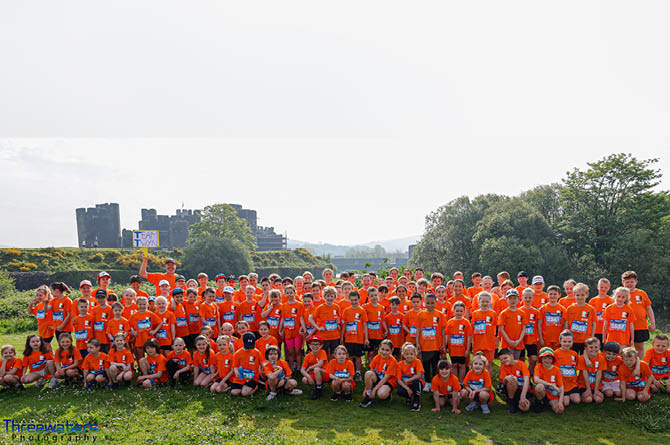 Twyn School pupils after completing the Caerphilly 2k