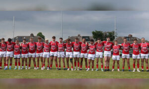 Wales U16s line up for the national anthem ahead of their clash with Ireland