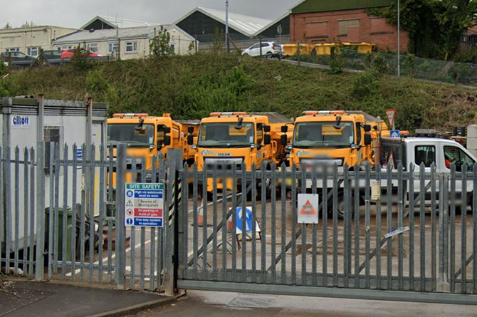 A Caerphilly Council gritter depot in Pontllanfraith