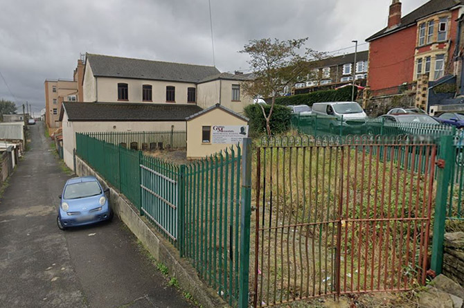 The small office building (with GM sign) in Cardiff Road, Bargoed, pictured in October 2022