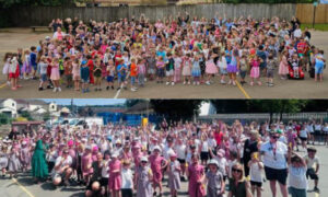 Pupils from Cwrt Rawlin, above, and Ysgol Bro Allta