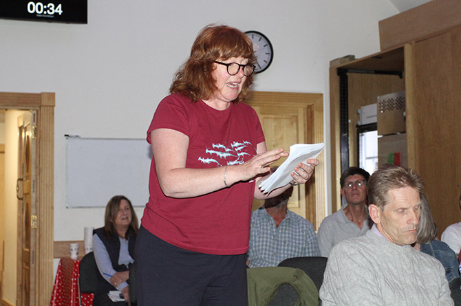 Cllr Janine Reed asking a question at the election hustings