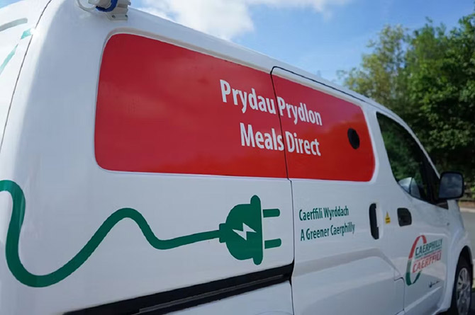 A Caerphilly County Borough Council Meals Direct van