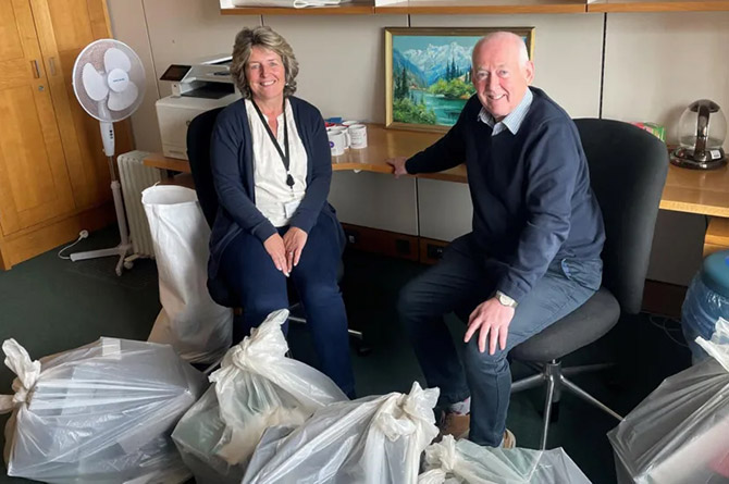 Wayne David and wife Jayne clearing out his Westminster office after the general election was called